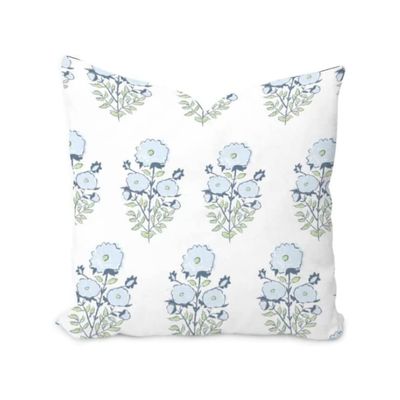 Blue and White Block Floral Print Decorative Pillow Cover – ONE AFFIRMATION