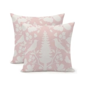 Pink and white bird pillow covers available on Amazon.