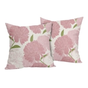 A pair of pillows with pink flowers from Amazon pillow covers.