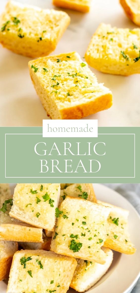 Bowl full of homemade garlic bread slices
