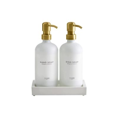 white and gold soap dispenser bathroom accessories