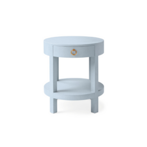 round blue side table