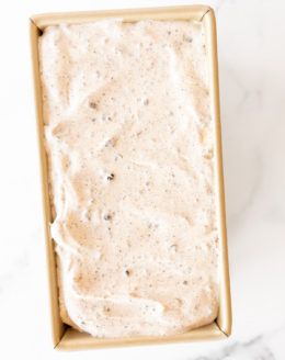 Cookies and cream ice cream in loaf pan