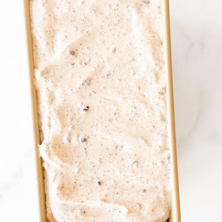 Cookies and cream ice cream in loaf pan