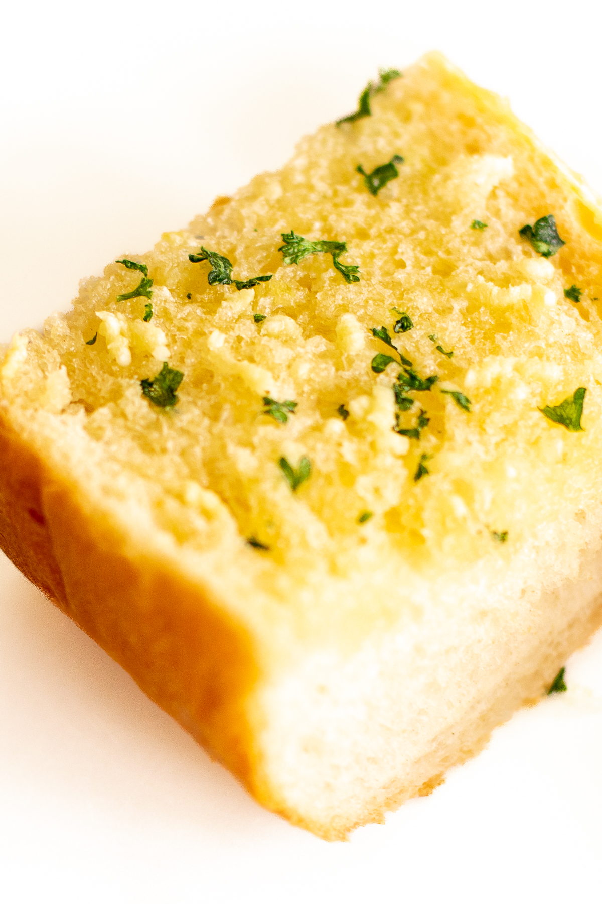 Closeup of crispy homemade garlic bread