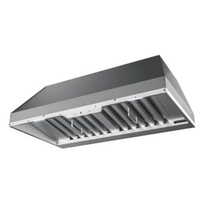 A zephyr insert range hood on a white background for a product listing. 