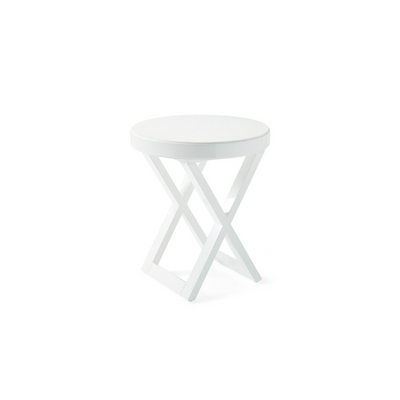 white lacquered side table