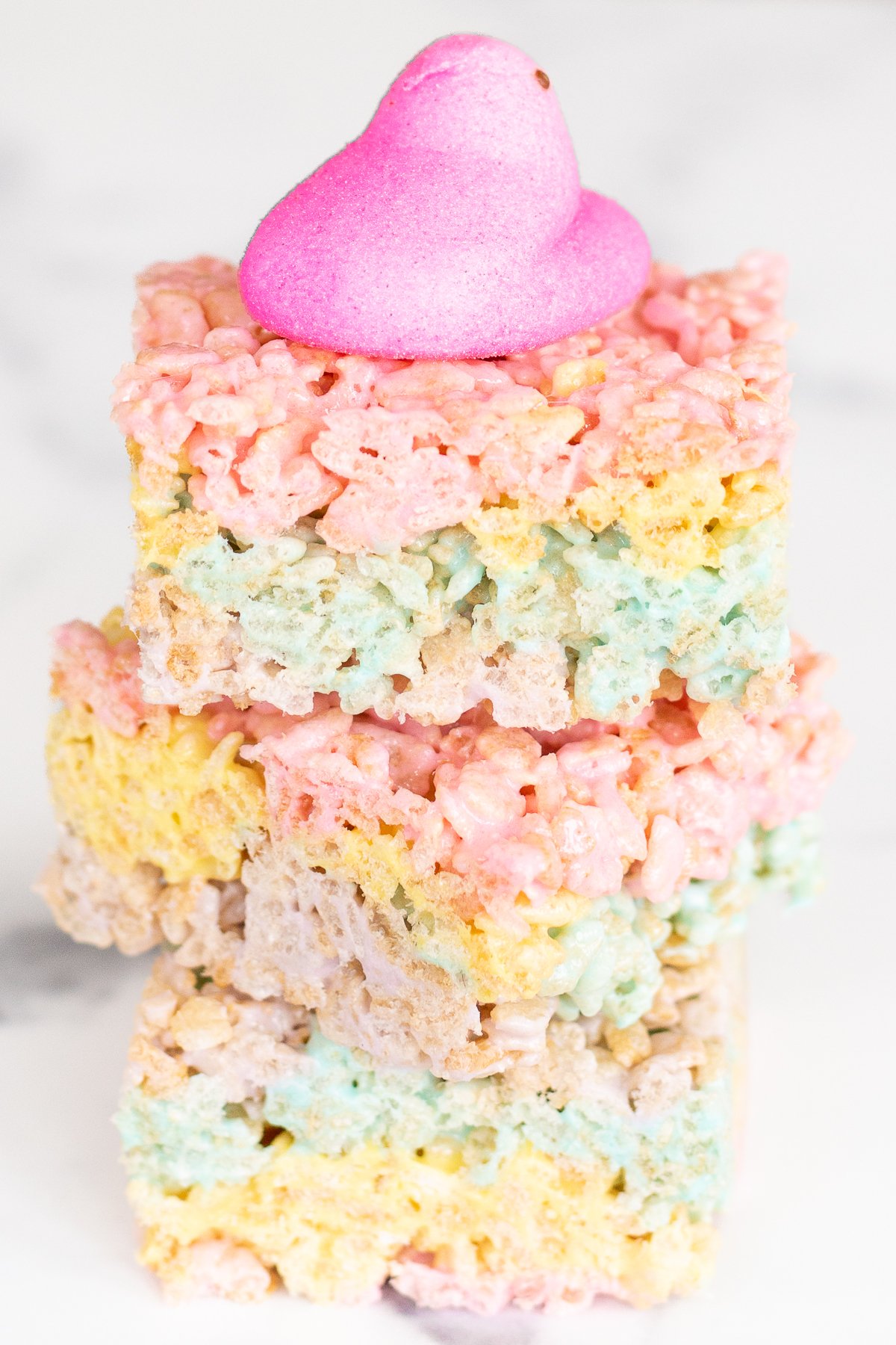 Stack of 3 Peeps Treats with pink Peep set on top