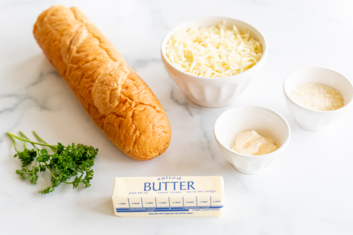 Ingredients for garlic cheese bread