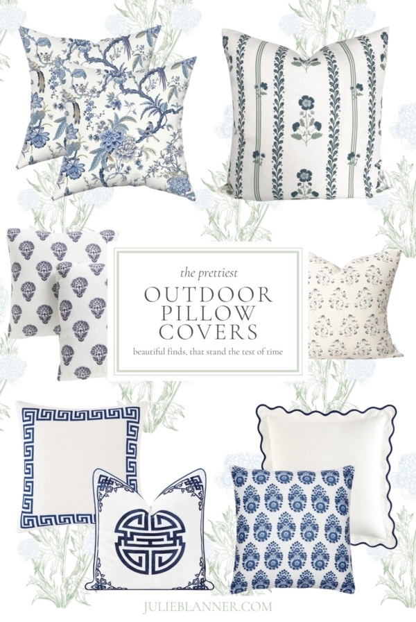 a graphic featuring a variety of outdoor pillow covers.