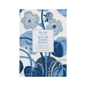 Book cover titled "Blue and White Done Right" by Hudson Moore, featuring blue and white floral patterns as the background—perfect for those who appreciate decorative books.