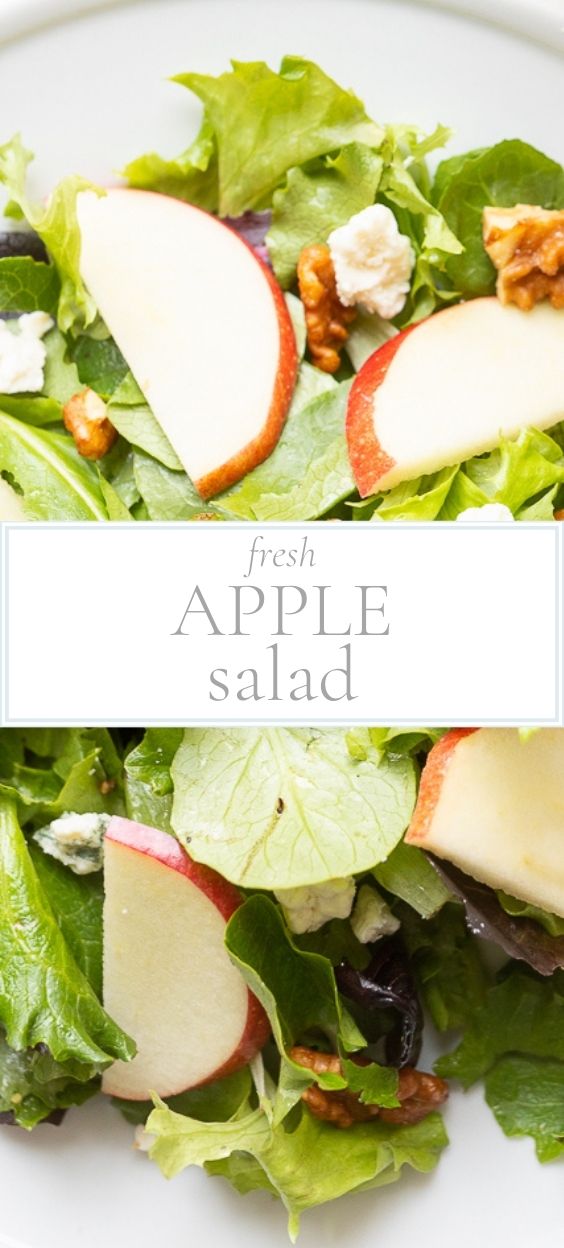 Fresh apple salad recipe with walnuts and pecans.