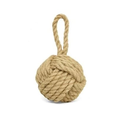 A rope ball on a white background, perfect for achieving a Serena and Lily look for less.