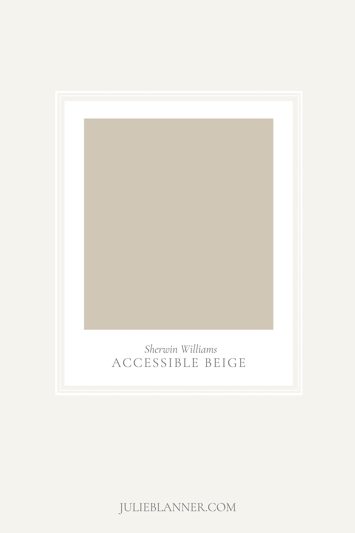 A graphic featuring a paint card for Sherwin Williams Accessible Beige, a deck paint color.