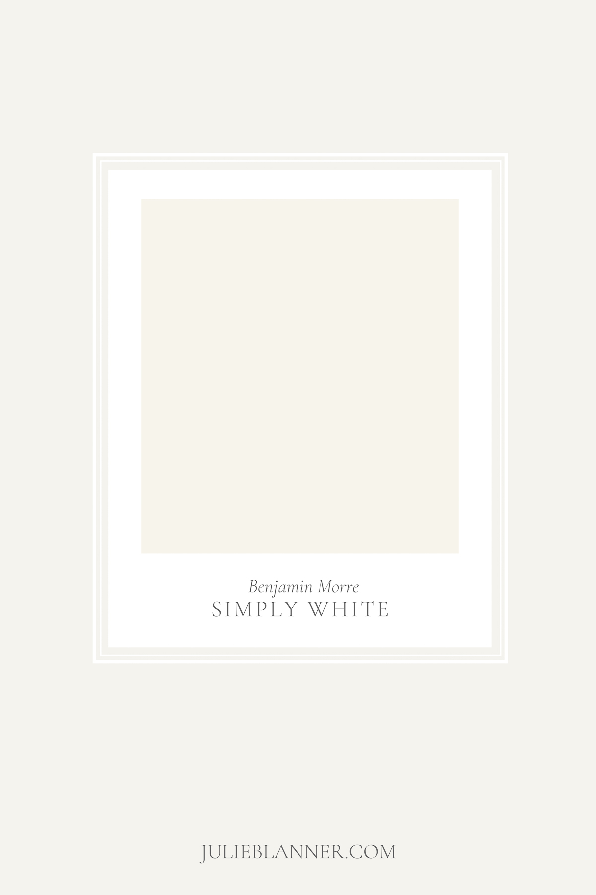 A graphic featuring a paint card for Benjamin Moore Simply White, a deck paint color.
