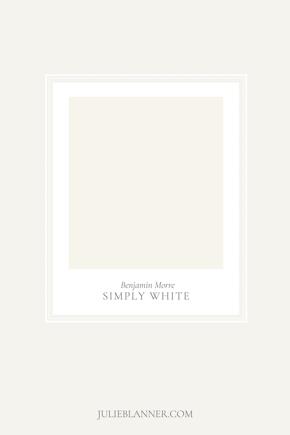 A graphic featuring a paint card for Benjamin Moore Simply White, a deck paint color.