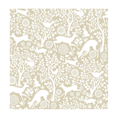 Neutral beige Amazon wallpaper with a forest scene