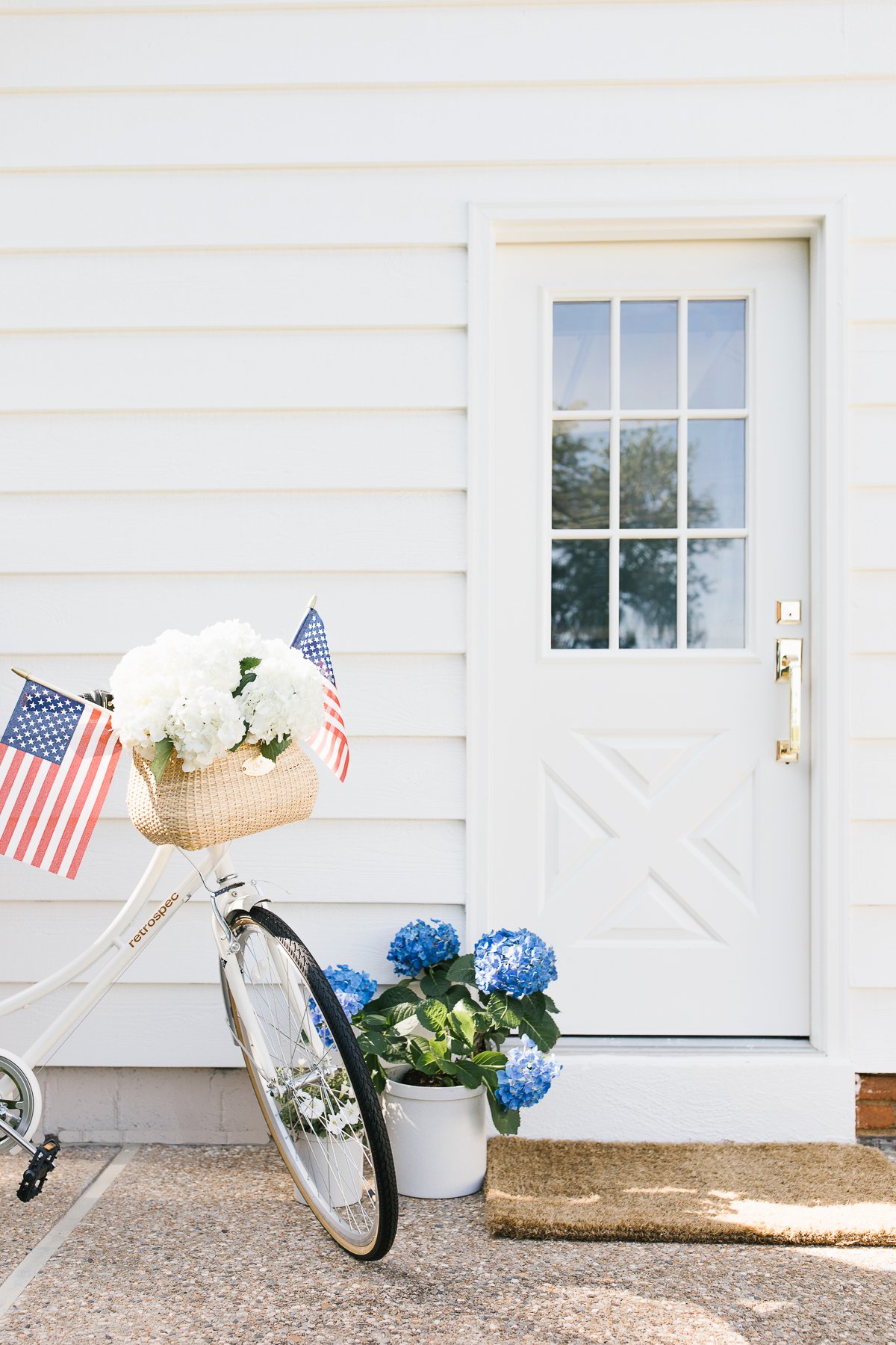 neutral entry with brass hardware and bike