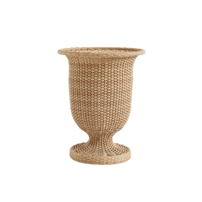 a woven rattan planter from Pottery barn
