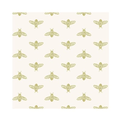 Patterned Amazon wallpaper featuring evenly spaced, detailed illustrations of bees in yellow on a light background.