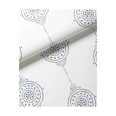 A blue and white block print wallpaper
