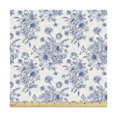 blue and white floral outdoor fabric