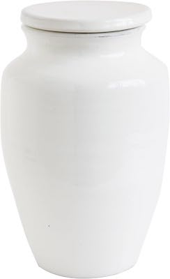 A white ceramic jar with a lid on a white background available for Prime Day.