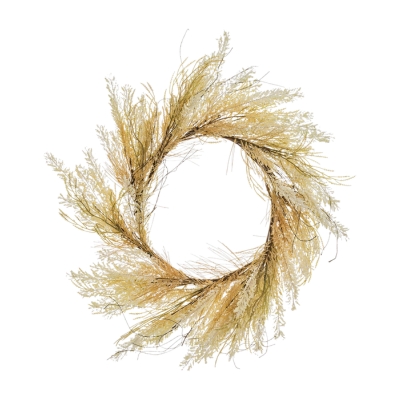 A fall wreath on a white background.