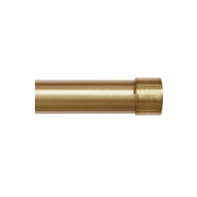 A brass tube on a white background featuring pinch pleat drapes.