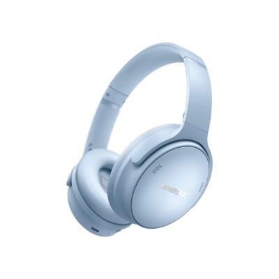 A pair of light blue over-ear Bose headphones with the brand name displayed on the ear cup, perfect for snagging a deal on Prime Day.