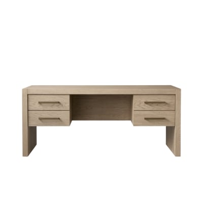 A wooden desk with two drawers, inspired by the Arhaus look for less.