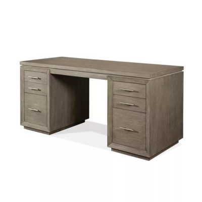 A grey desk with drawers in an arhaus look for less.