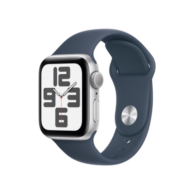 A blue-banded Apple Watch on a white background, perfect for Black Friday shopping deals.
