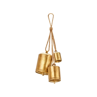 Three brass bells hanging from a rope.