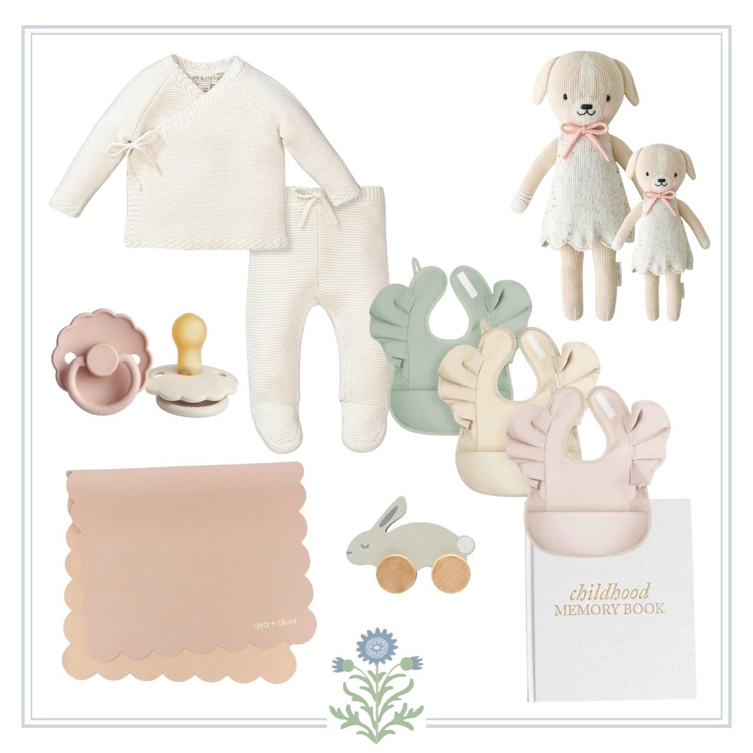 A collection of baby items, perfect for gift ideas.