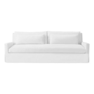 A white, three-seat Serena and Lily Sofa with straight arms and two large back cushions, shown against a plain white background.