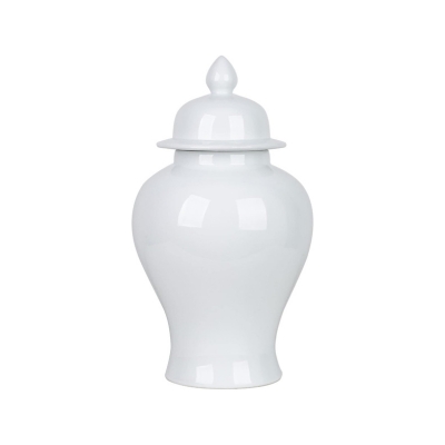 A white porcelain urn on a white background.
