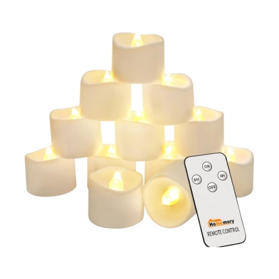 A stack of flameless LED candles with remote control.