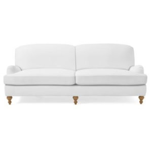A Serena and Lily Sofa, this white upholstered piece features two seat cushions, two back cushions, and four wooden legs, shown against a plain white background.