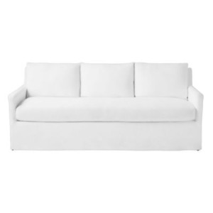 A plain white Serena and Lily Sofa with three back cushions and straight armrests, viewed from the front against a white background.