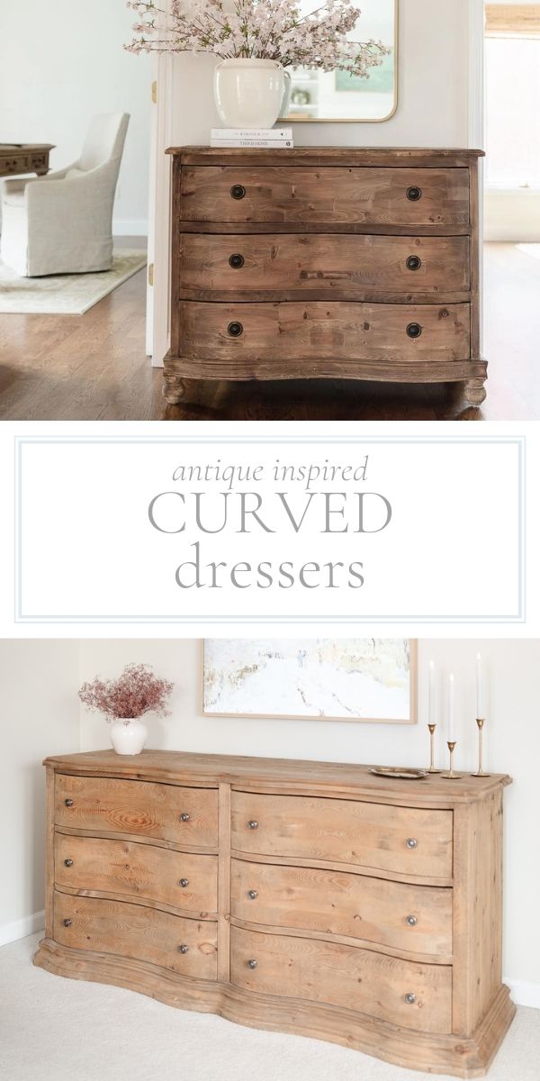Vintage reclaimed curved dressers are unique and timeless pieces of furniture that blend both functionality and aesthetic appeal. These dressers have been carefully crafted with intricate curves, adding a touch of elegance to any space.