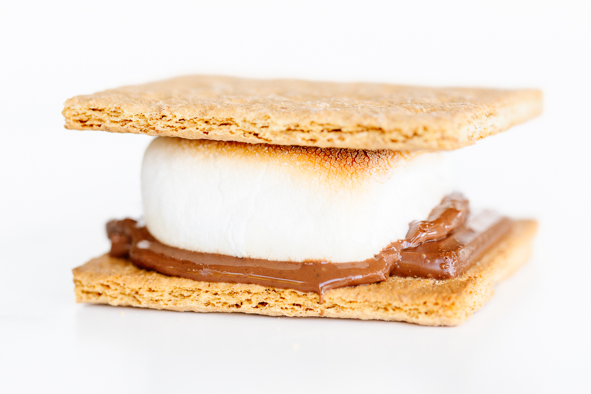 A decadent s'mores sandwich featuring the irresistible combination of peanut butter and chocolate.