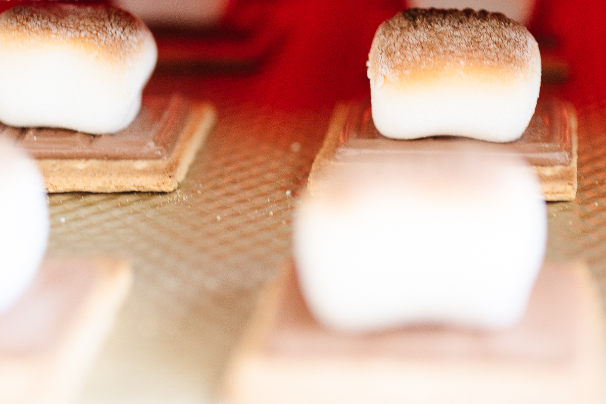 Oven-baked s'mores on graham crackers.