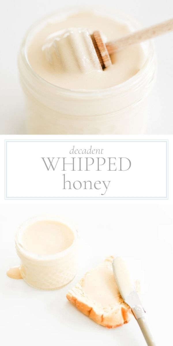 Whipped honey in a jar with a spoon next to it.
