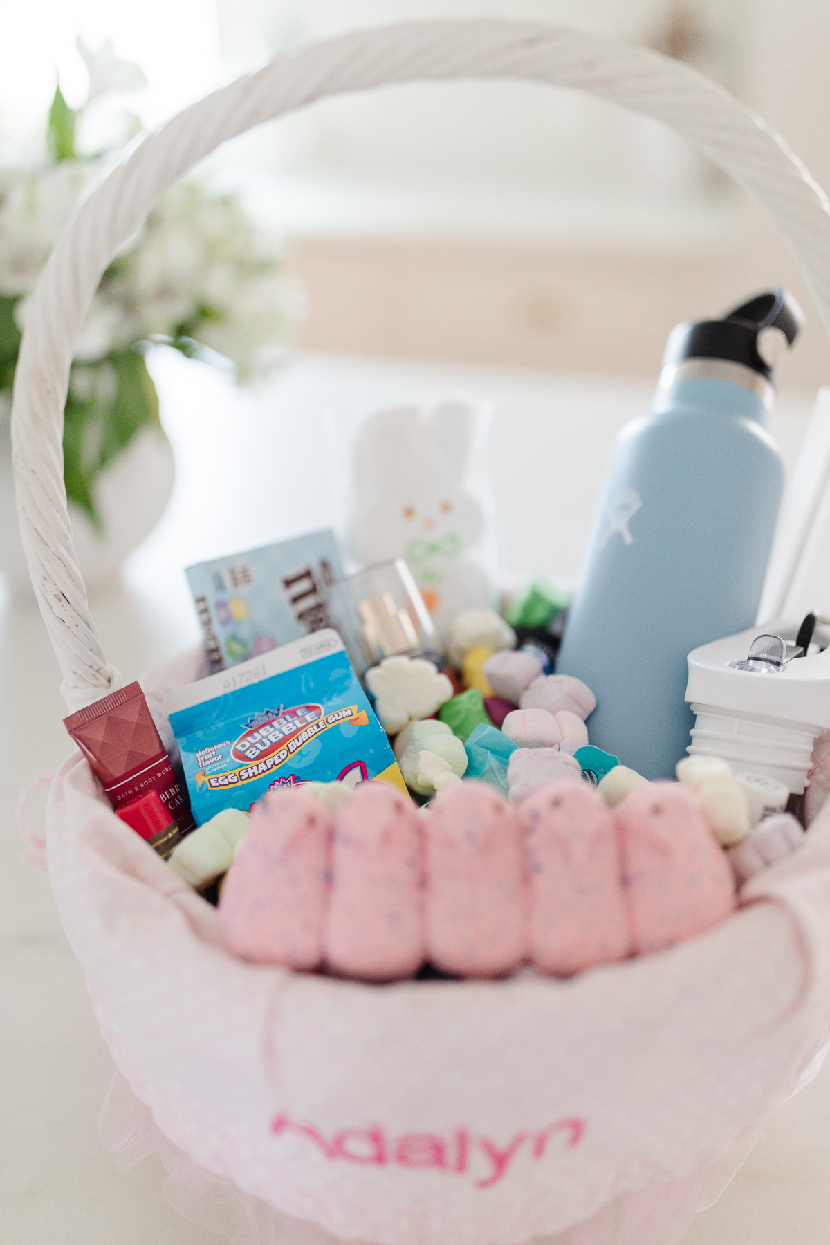 A water bottle is included with the easter basket fillers.