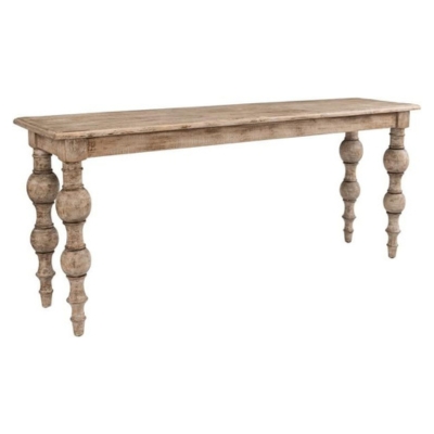 A Pottery Barn-inspired wooden console table with stylish wooden legs for a more budget-friendly option.