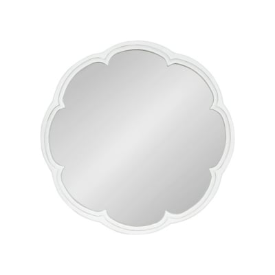 A white round mirror on a white background.
