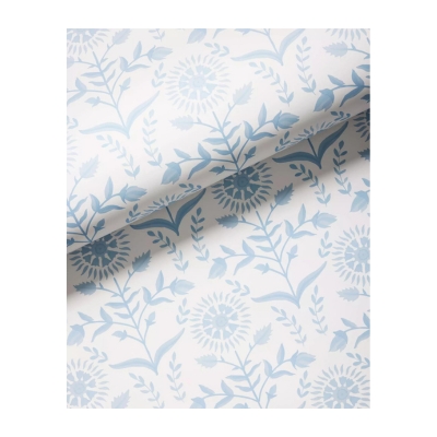 Serena and Lily wallpaper with a blue and white floral pattern.