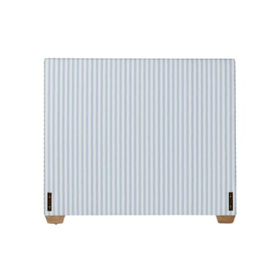 Get the Serena and Lily look for less with this blue and white striped blanket on a white background.