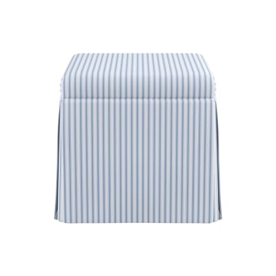 Get the Serena and Lily look for less with this blue and white striped storage ottoman.